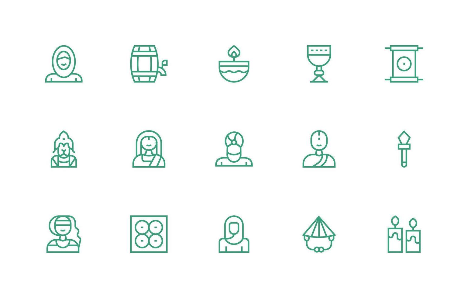 Tradition featuring 15 Icons in Regular Line Design UI-Ready Icon Collection vector