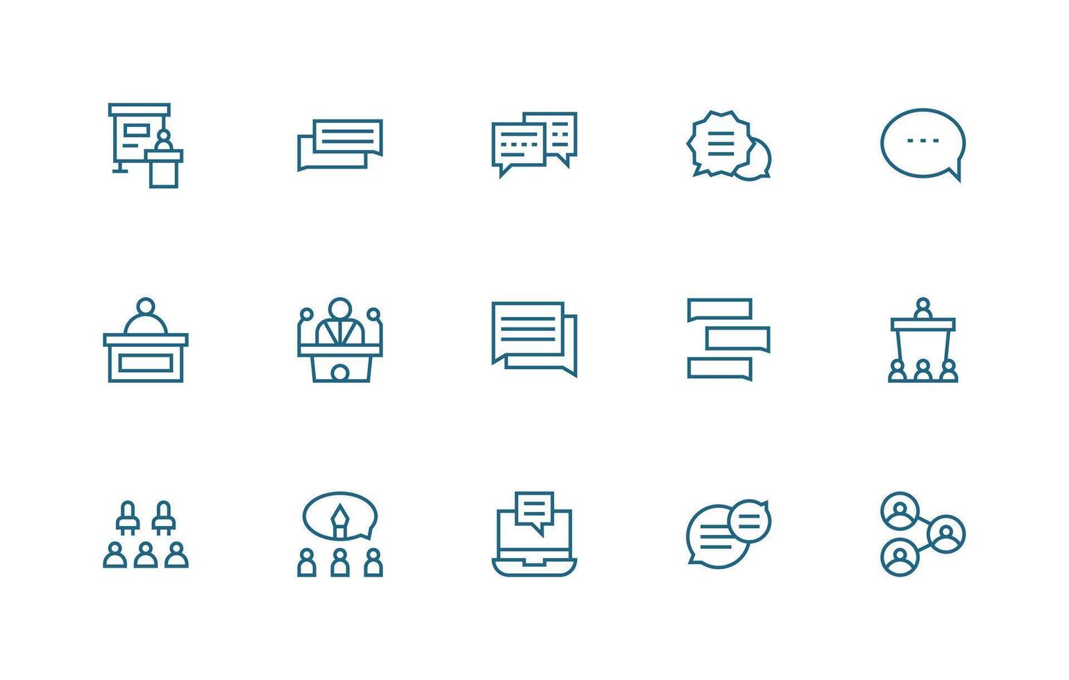 Forum featuring 15 Icons in Regular Line Design Essential Icons for Rapid UI Building vector