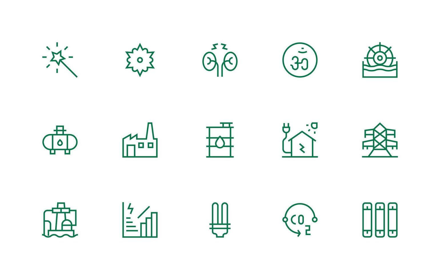 15 Regular Line Icons for Energy Graphics Clean Set for Layout Prototypes vector