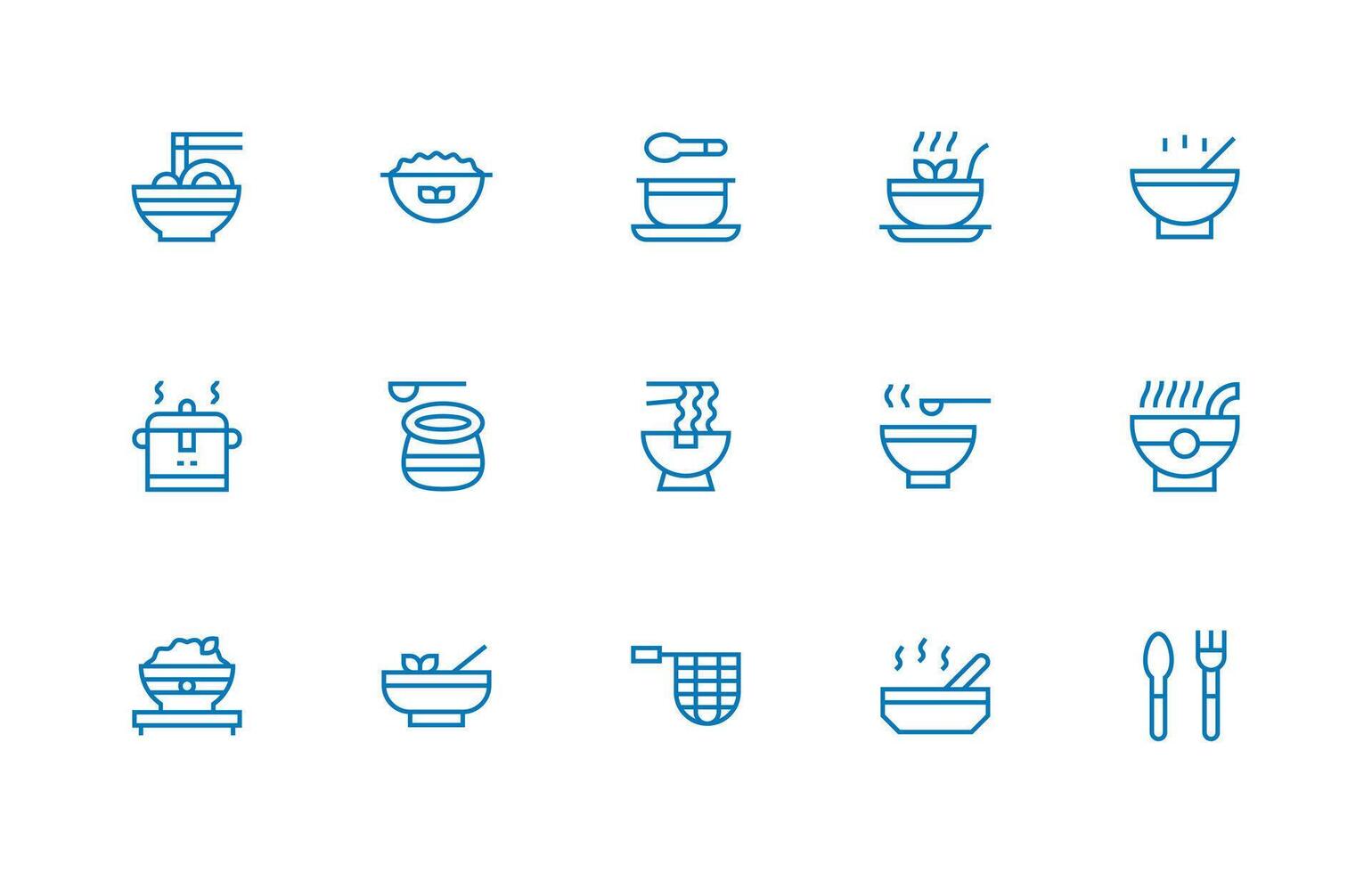 Soup including 15 Regular Line Illustrations Quick Access Icons for UI Development vector