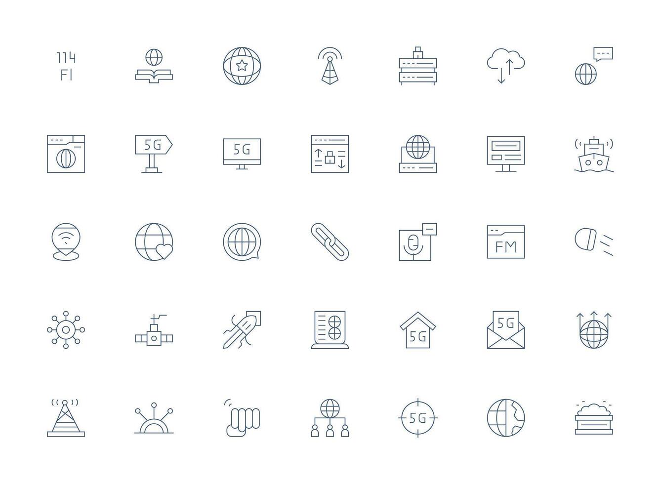 Light Line Icons from Internet Set with 35 Vectors User Interface Icons for Digital Products