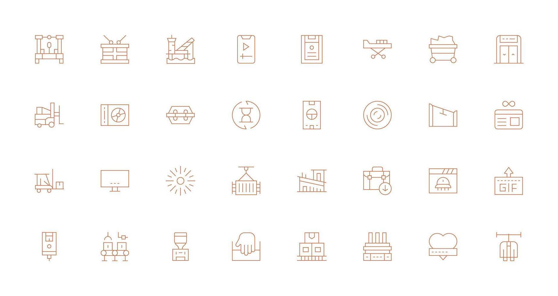 32 Thin Line Icons for Loading Graphics Digital Icon Collection vector