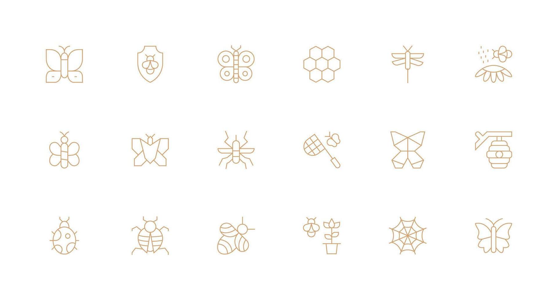 Minimal Line Icons from Insect Set with 18 Vectors Clear and Concise Icon Set Collection