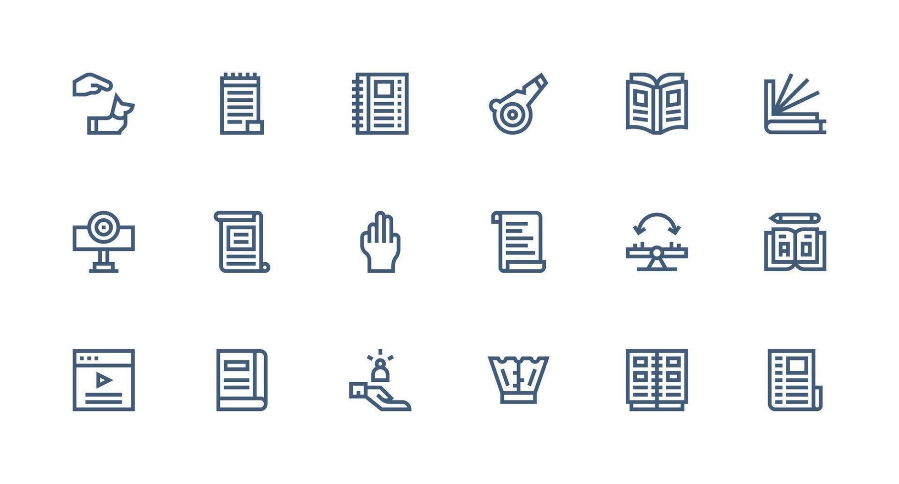 18 Strong Stroke Line Icons for Instruction Graphics Icon Set for Projects vector