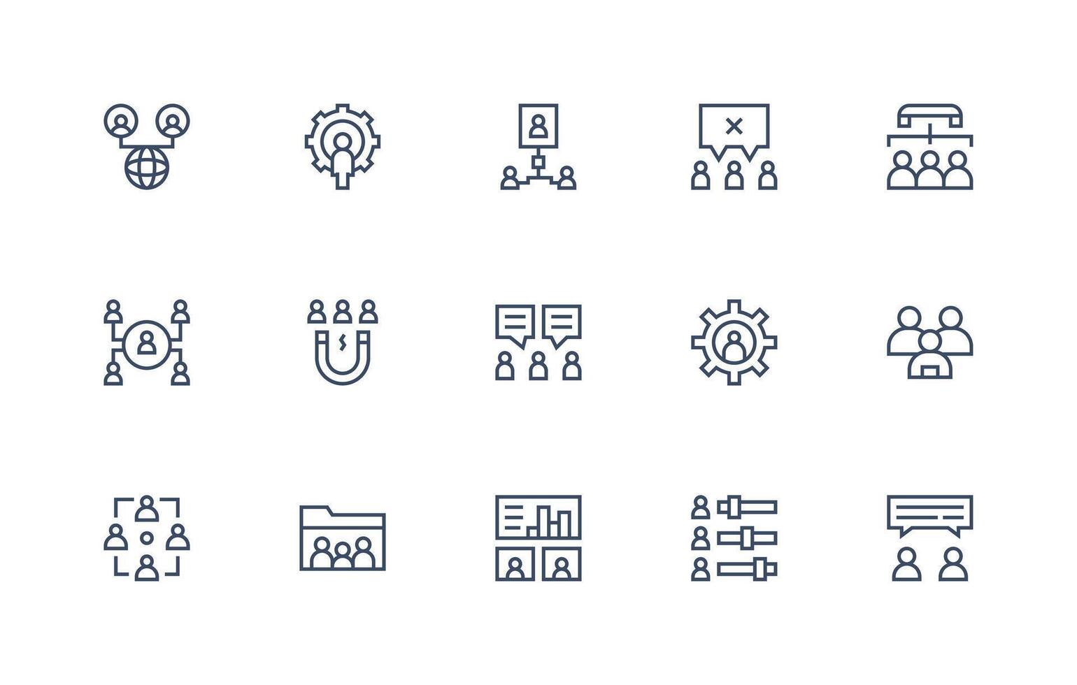 Users Set with 15 Regular Line Icons User Interface Icons for Digital Products vector