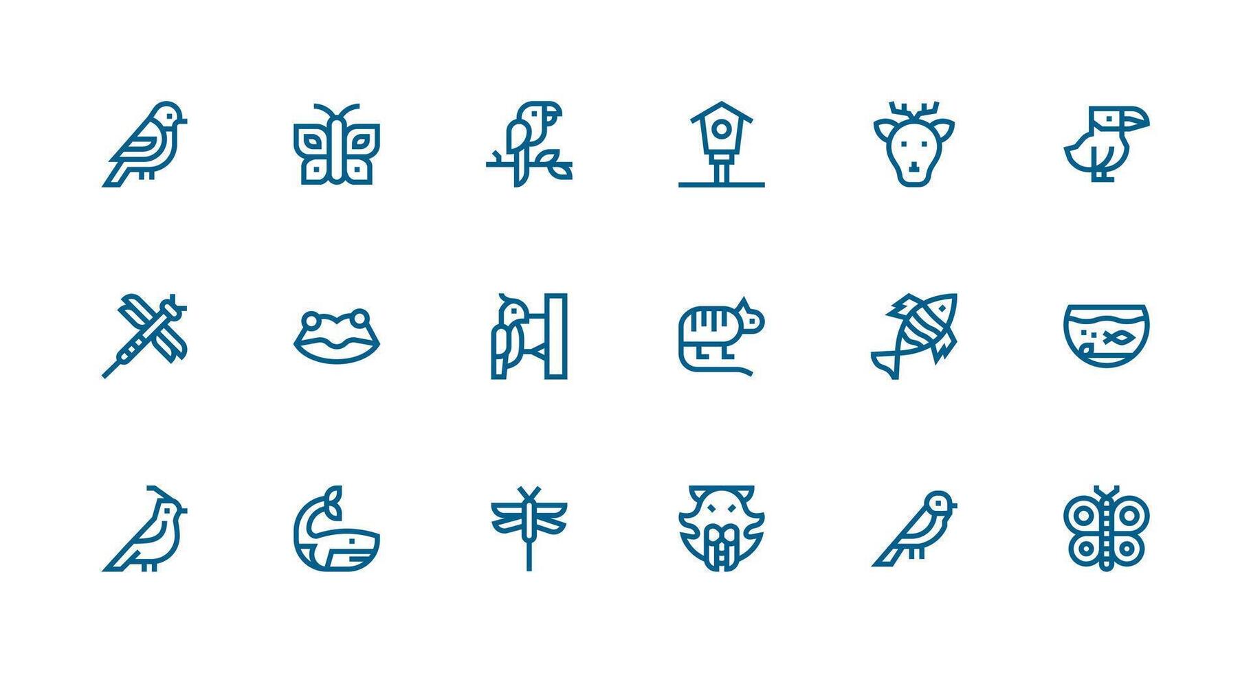 Strong Stroke Line Icons from Fauna Set with 18 Vectors Clean Icon Collection for Web Use