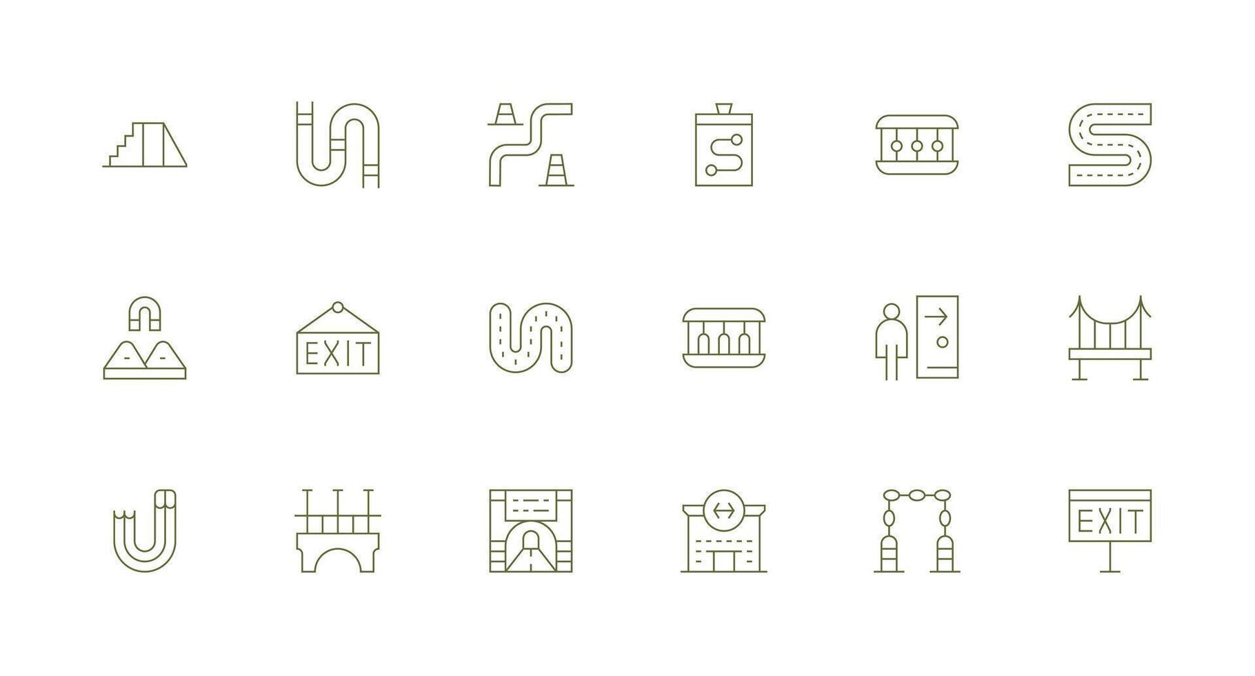 Pathway Icon Set with 18 Minimal Line Graphics Optimized Icon Pack for Digital Products vector