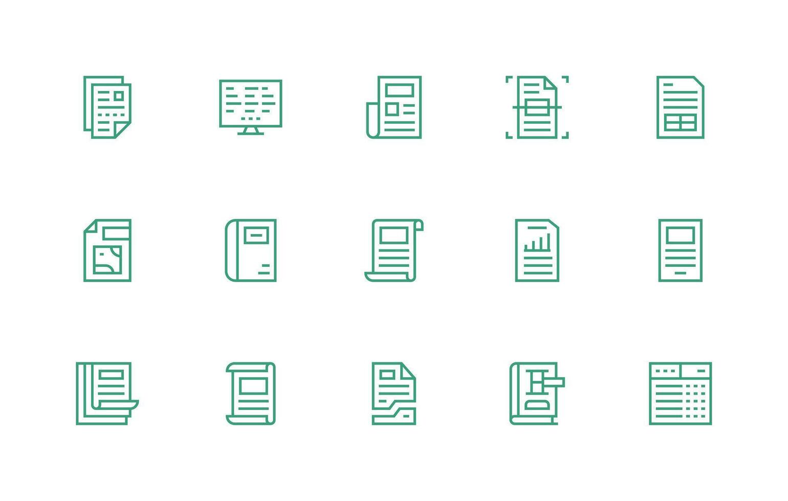 Excel Visual Pack containing 15 Regular Line Icons Printable Icon Collection vector