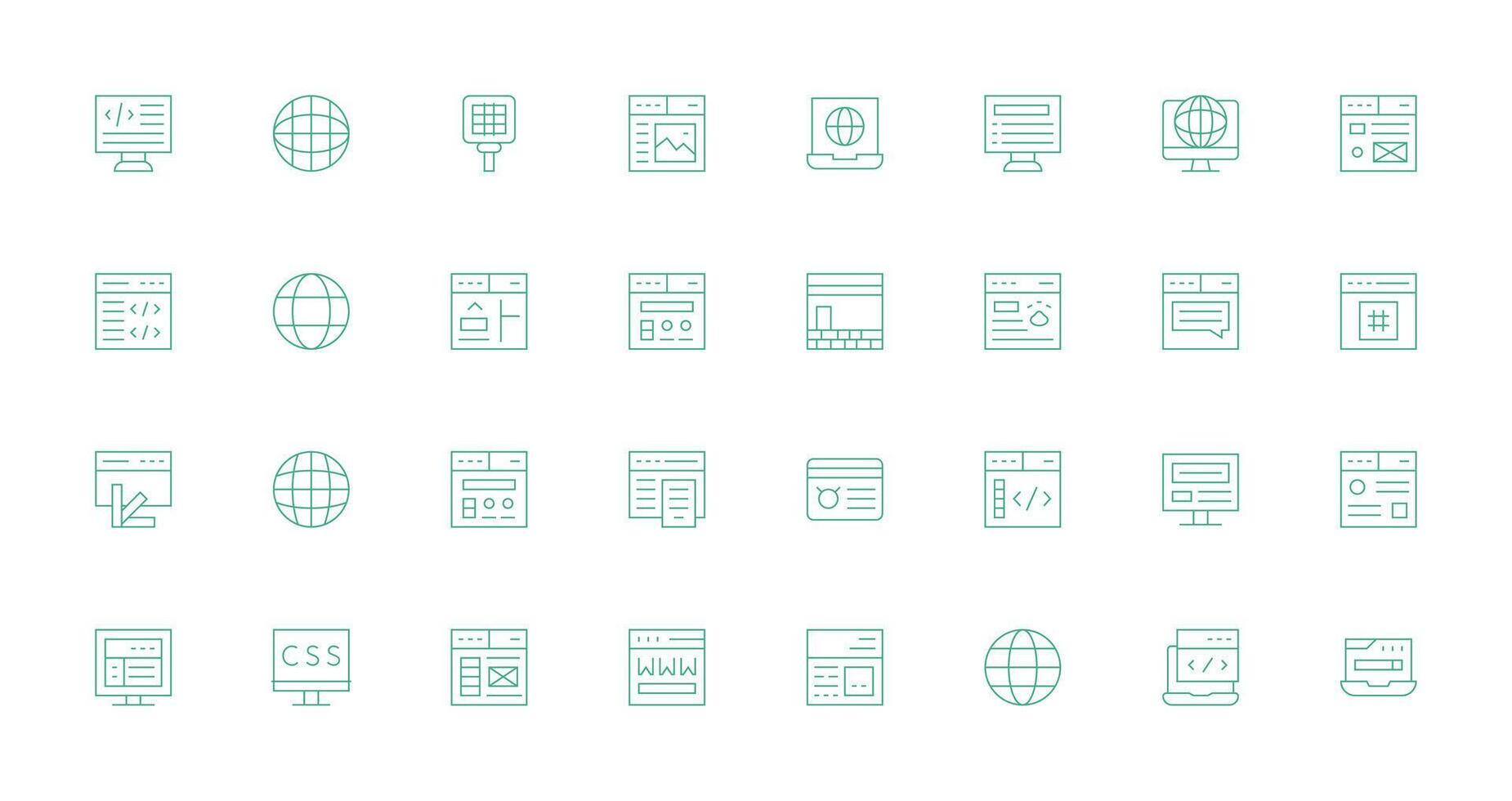 Browser featuring 32 Icons in Thin Line Design General Use Icon Pack vector