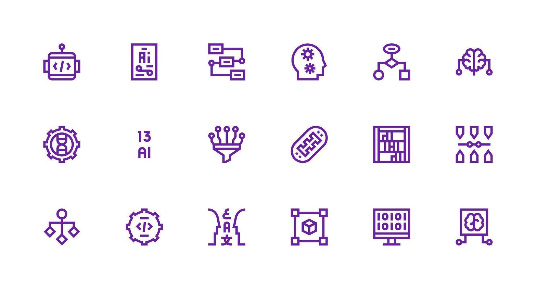 Strong Stroke Line Icons from Algorithm Set with 18 Vectors Clean Icon Collection for Web Use