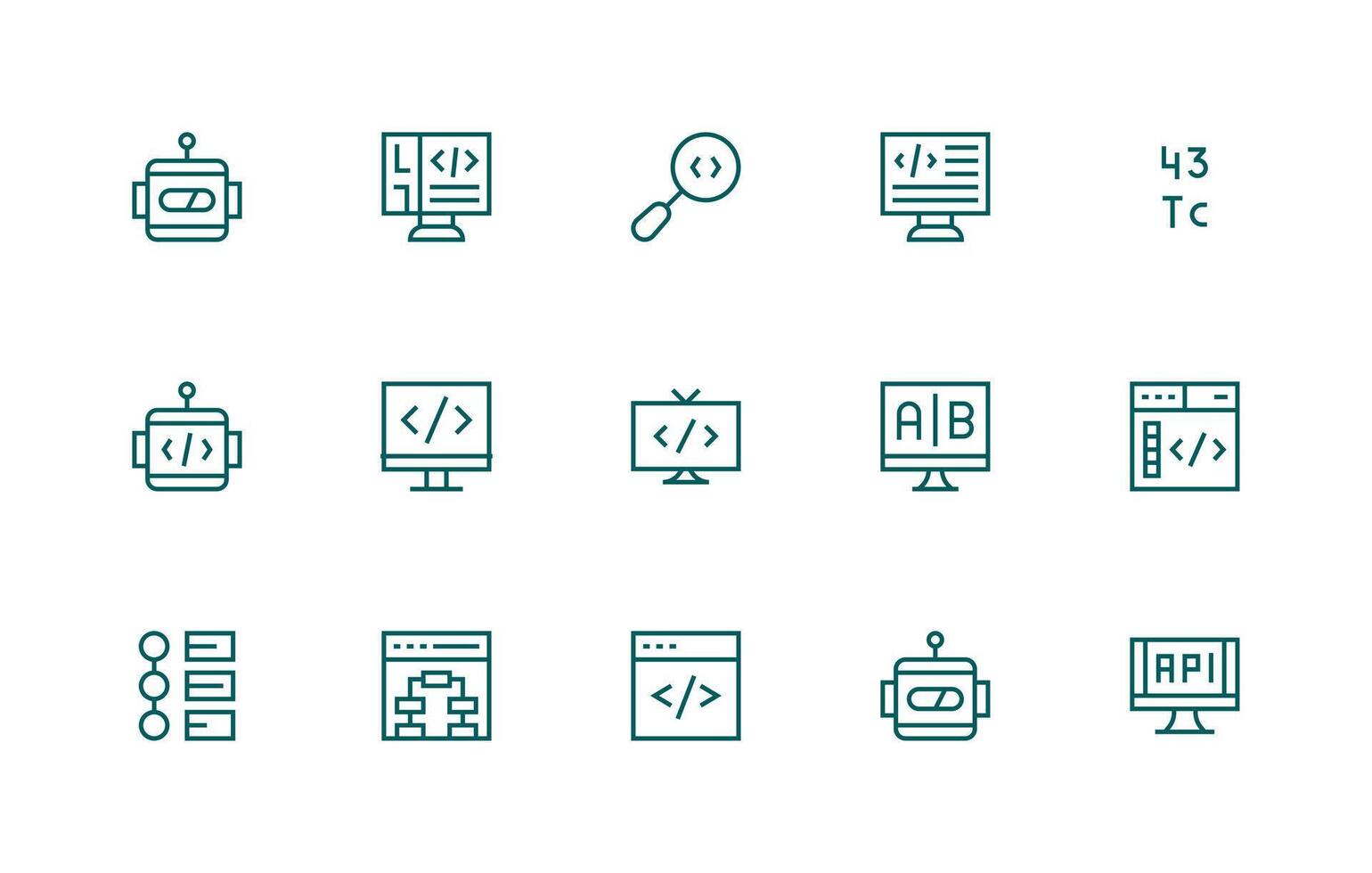 15 Regular Line Icons for Programming Graphics Creative Icon Set vector
