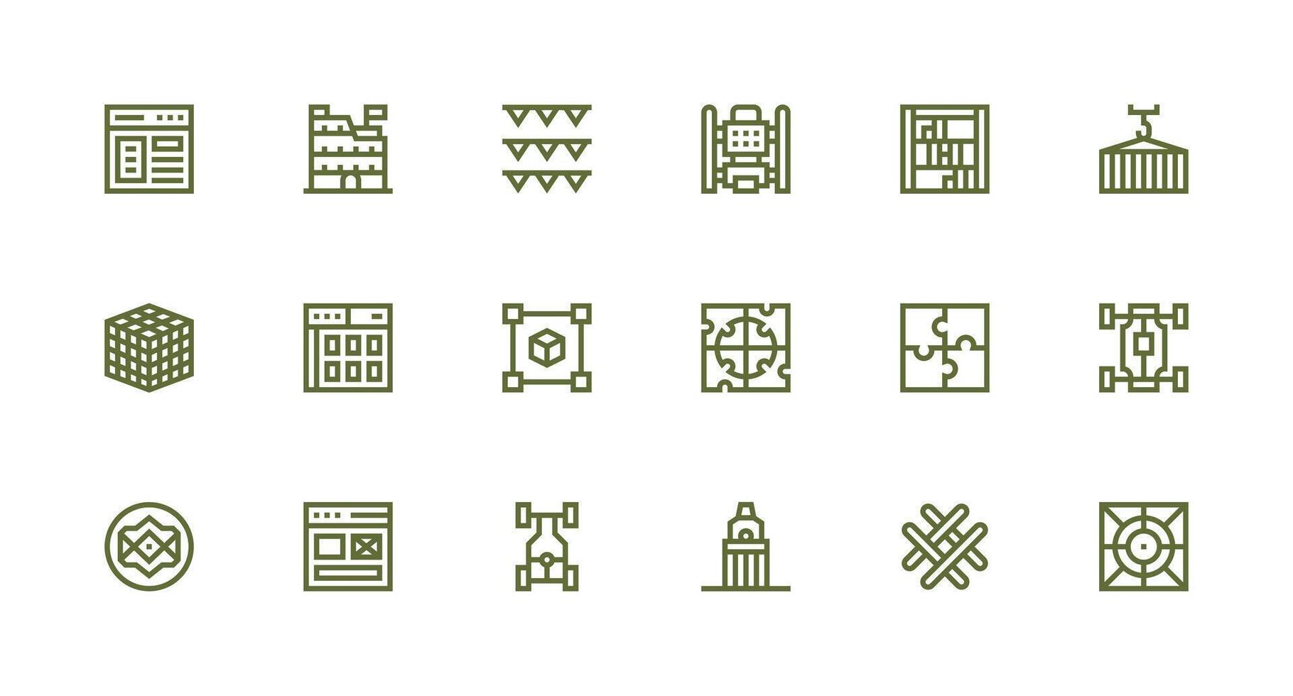 Framework Set with 18 Strong Stroke Line Icons Neutral Style Icons for Any Project vector