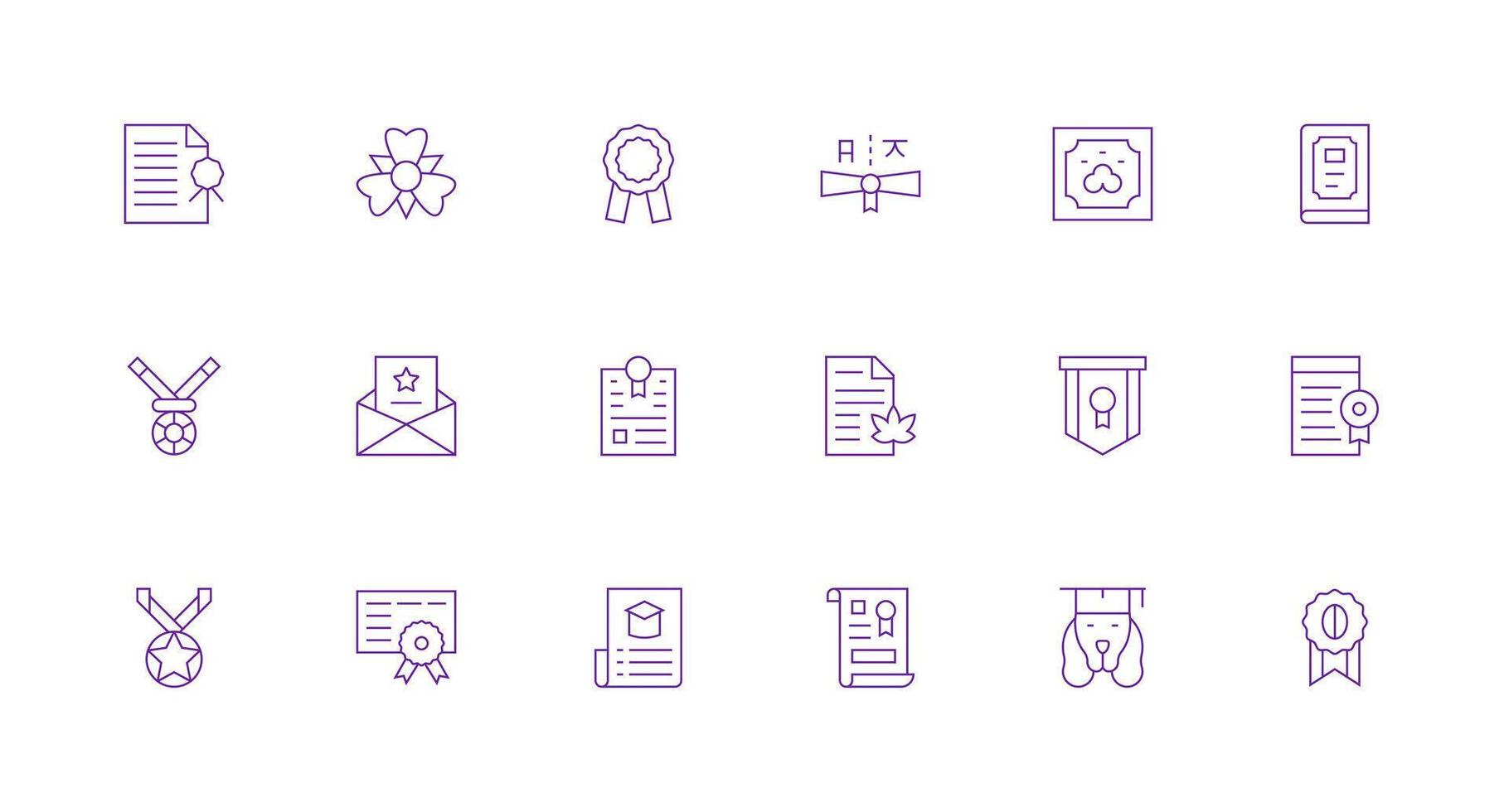 18 Icons for Certificate in Minimal Line Format Editable Icon Collection vector