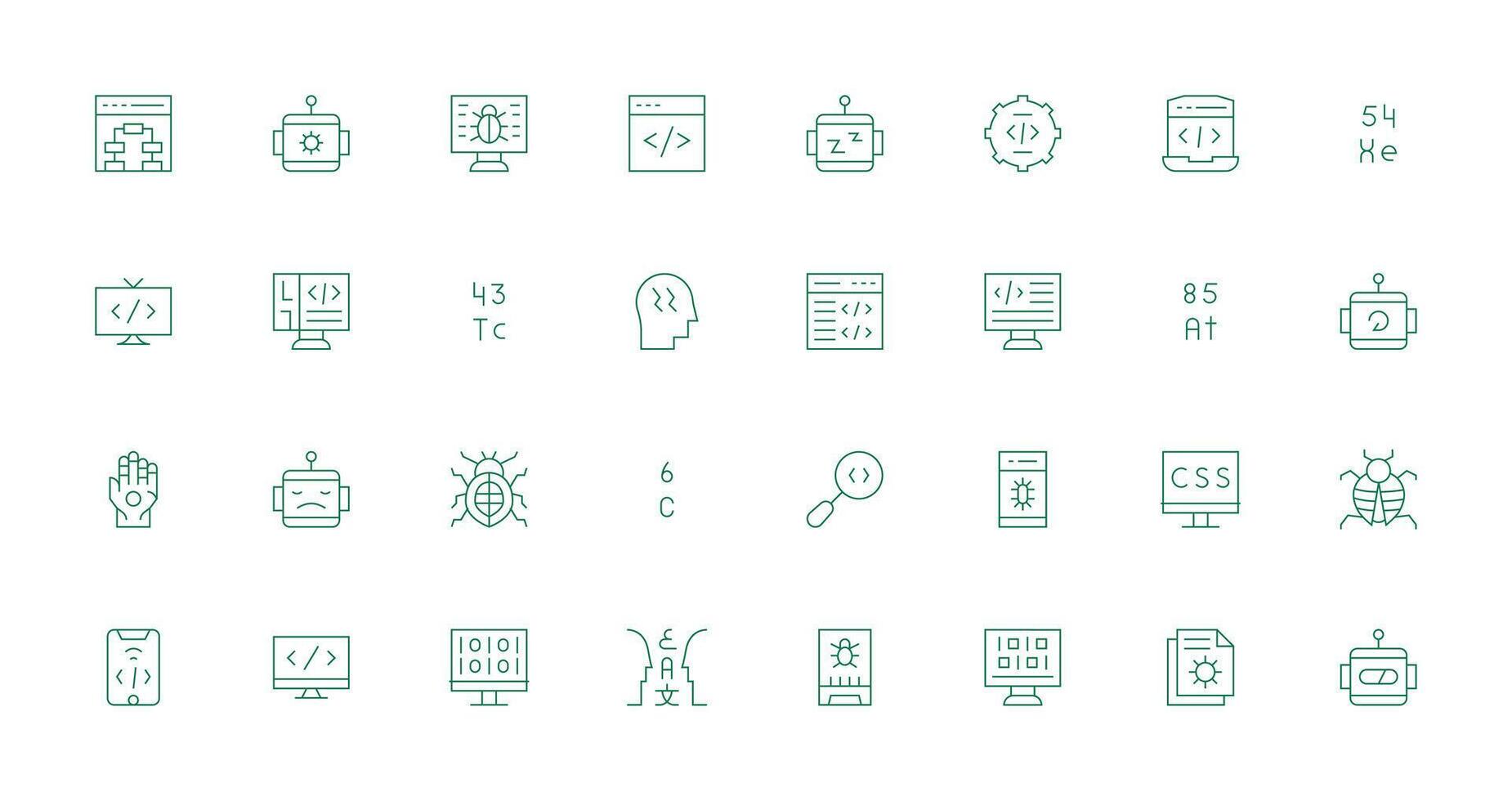 32 Icons for Programming in Thin Line Format UI Icon Set vector