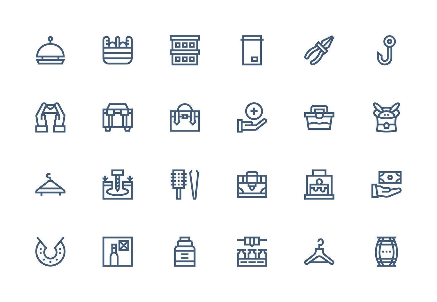 Hold Visual Pack containing 24 Thick Line Line Icons Minimal Icon Set for Interface Projects vector