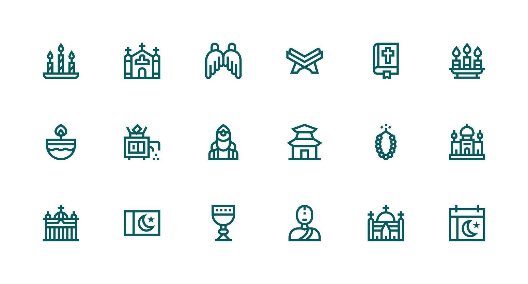 Holy Icon Set with 18 Strong Stroke Line Graphics Icons Built for Visual Consistency Pack vector