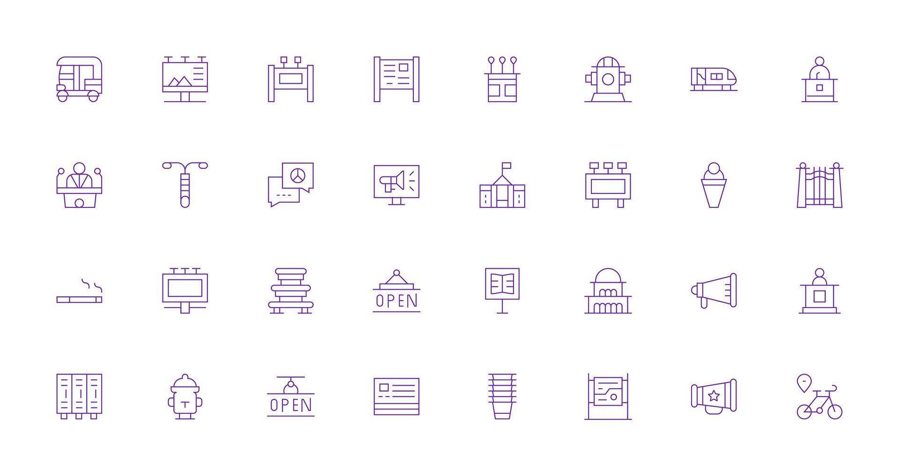 Public Set with 32 Thin Line Icons Reusable Icon Set vector