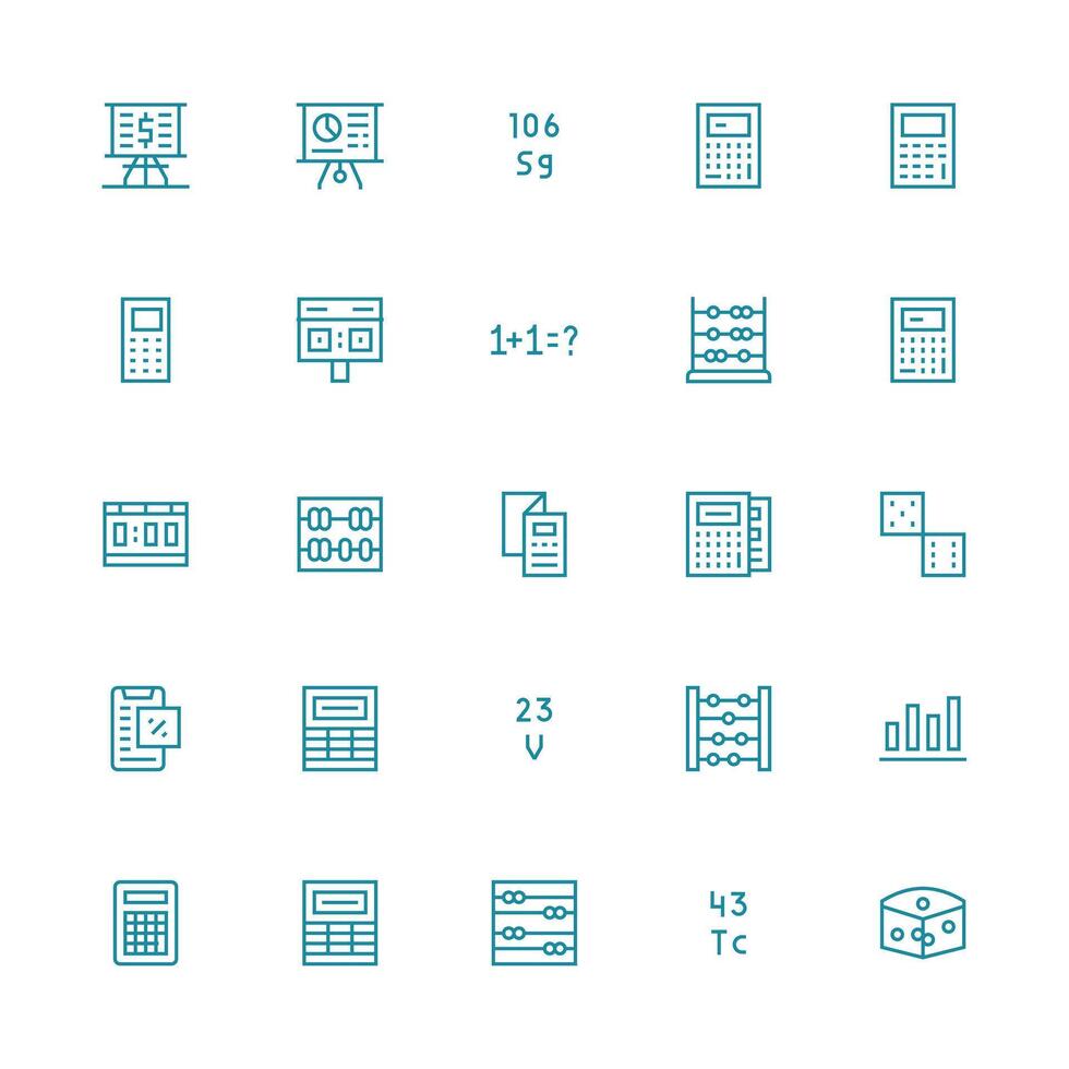 Numbers featuring 25 Icons in Medium Stroke Outline Design Flexible Icon System for Web Interfaces vector
