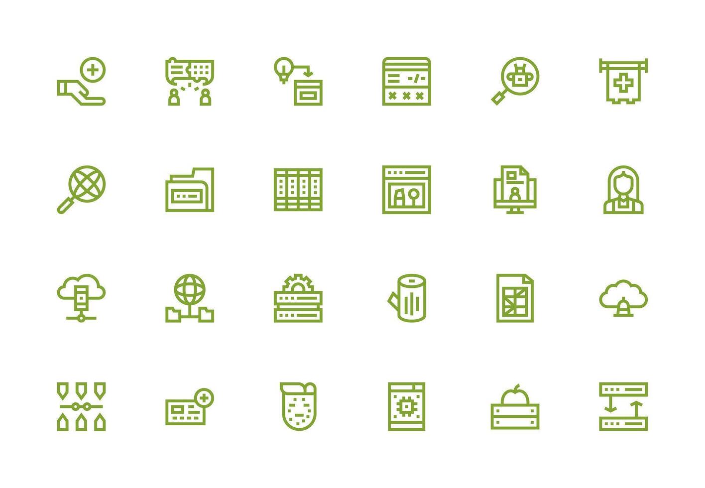 Database Design Icons featuring 24 in Thick Line Line Style Complete Icon Set for Mobile Apps vector
