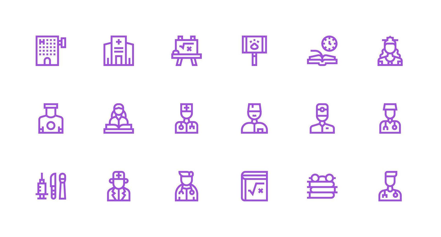 Exam Design Icons featuring 18 in Strong Stroke Line Style Fully Editable Icon Set for Web vector