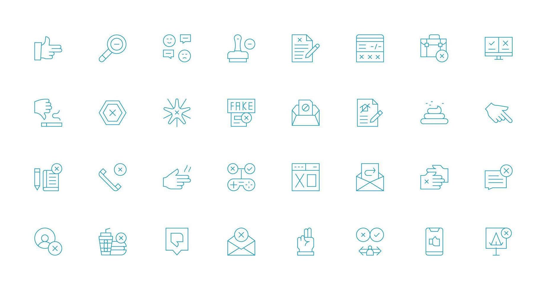 Reject Set with 32 Thin Line Icons Multi-Purpose Icon Set vector
