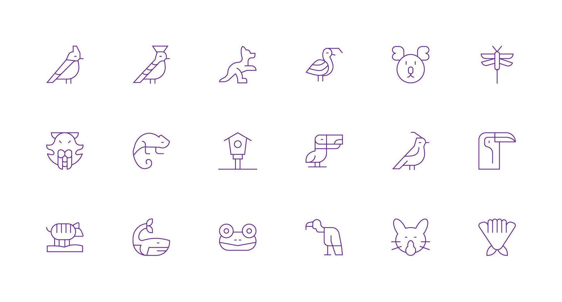 18 Minimal Line Icons for Fauna Graphics Web Icon Collection vector