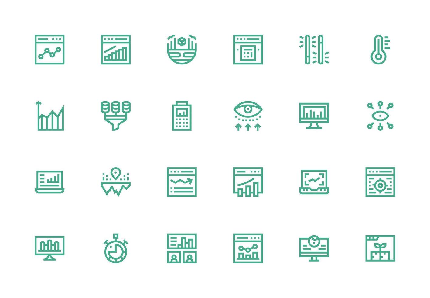 Analytics Set with 24 Thick Line Line Icons UI Icon Set vector