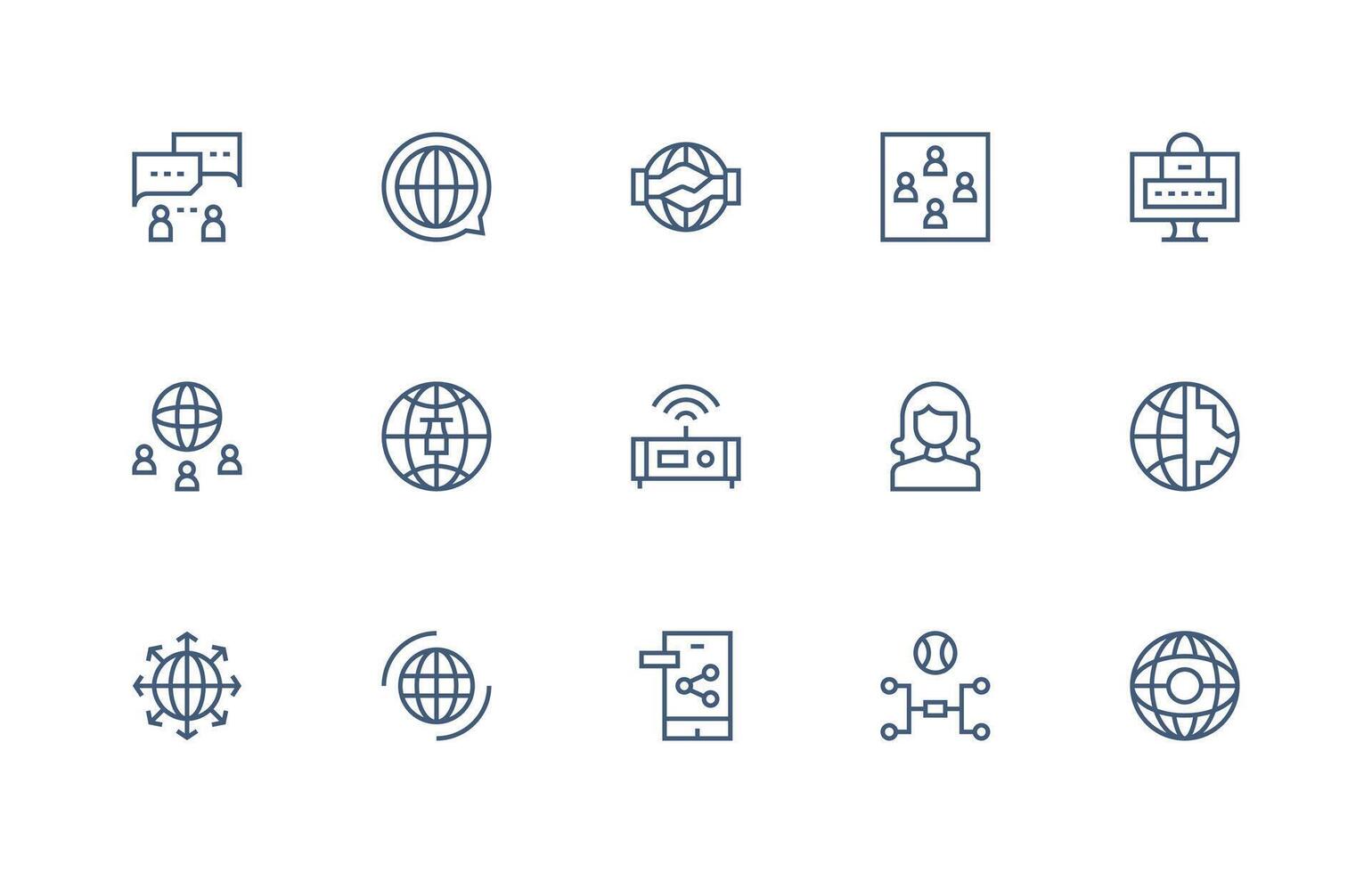 Regular Line Style Networking Icons with 15 Vectors Lightweight Icon Series for Fast Prototypes