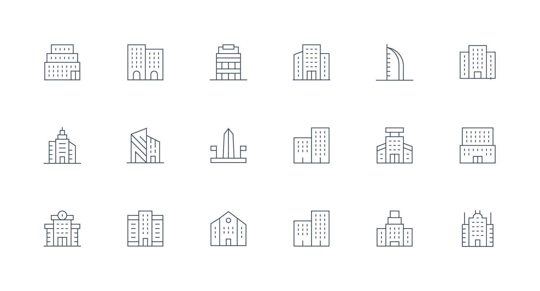 Minimal Line Style Modern Architecture Icons with 18 Vectors General Use Icon Pack
