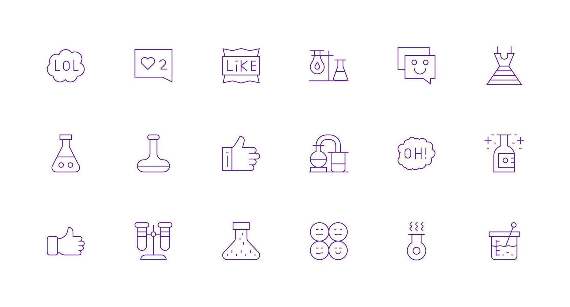 18 Minimal Line Vectors for Reaction Theme Customizable Icon Series for Mobile Screens