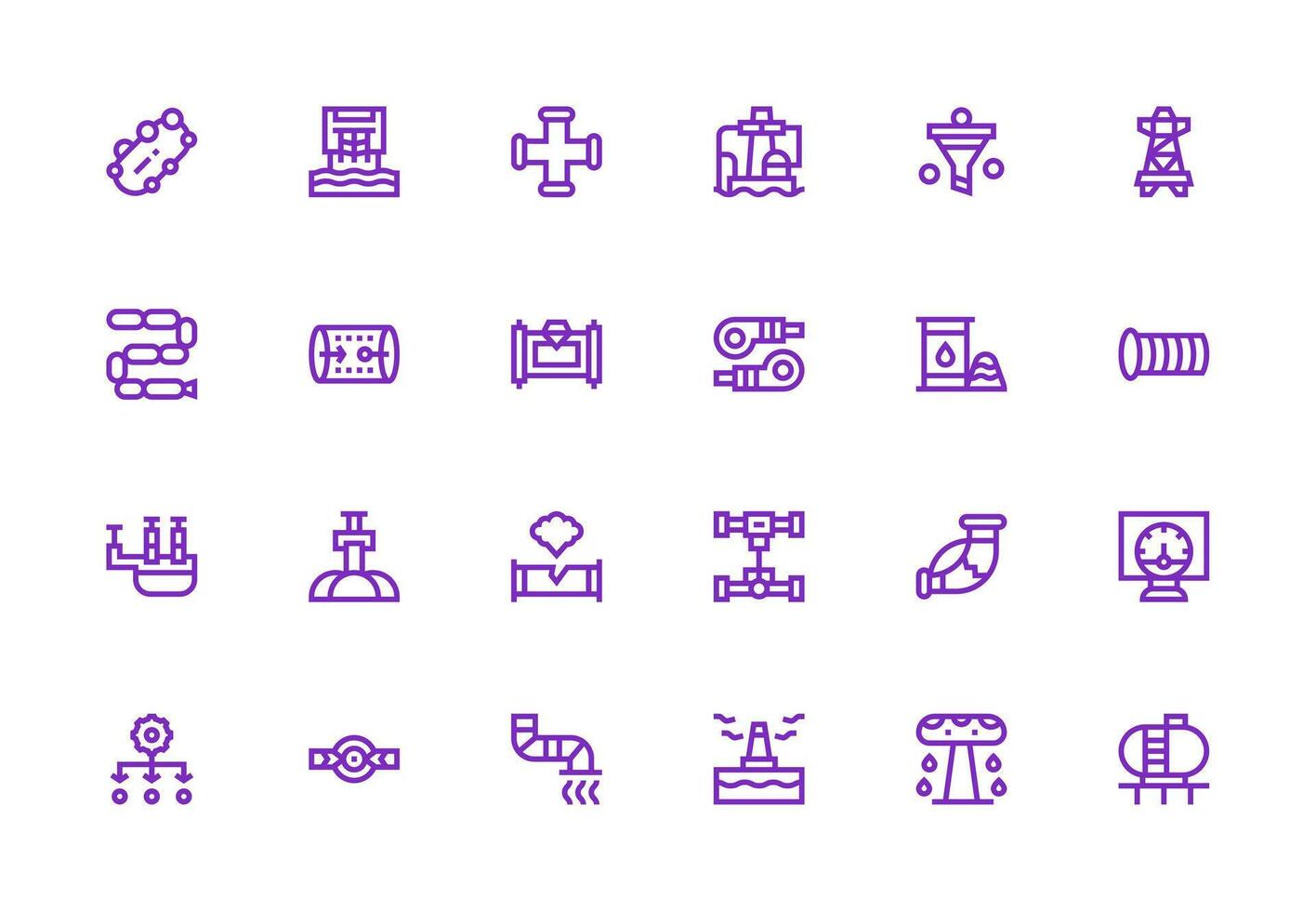 24 Thick Line Line Icons for Pipeline Graphics Scalable Icons for All Themes vector