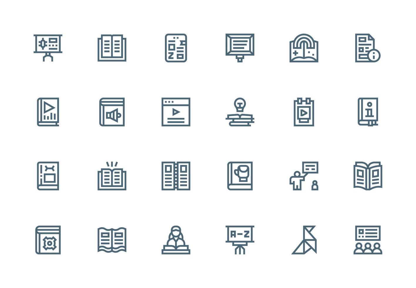 Thick Line Line Icons from Tutorial Set with 24 Vectors Neutral Style Icons for Any Project