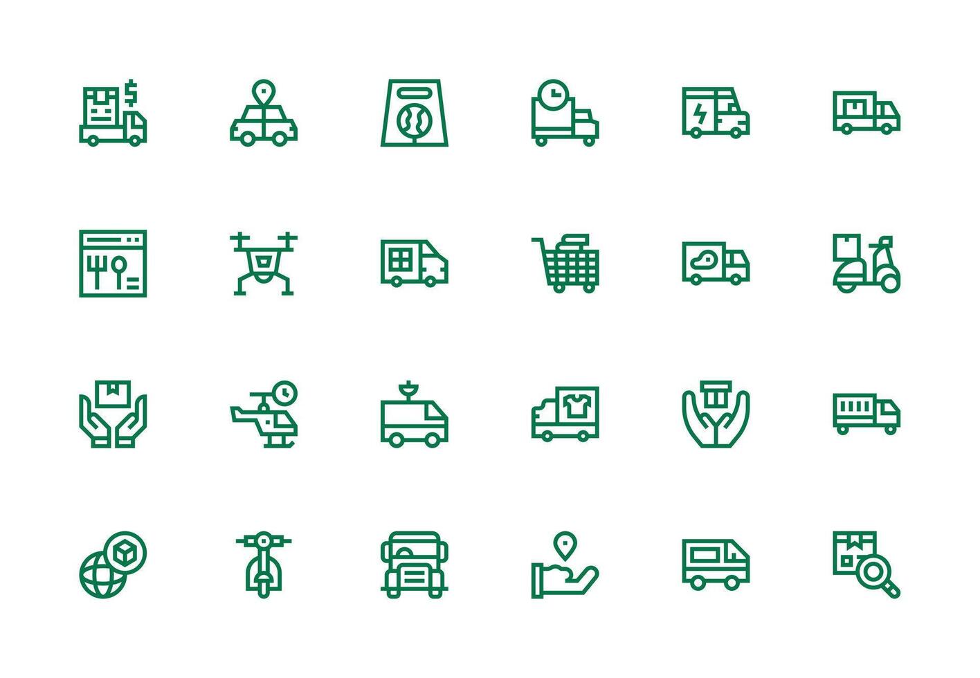 24 Icons for Delivery Service in Thick Line Line Format Neat Icon Set vector