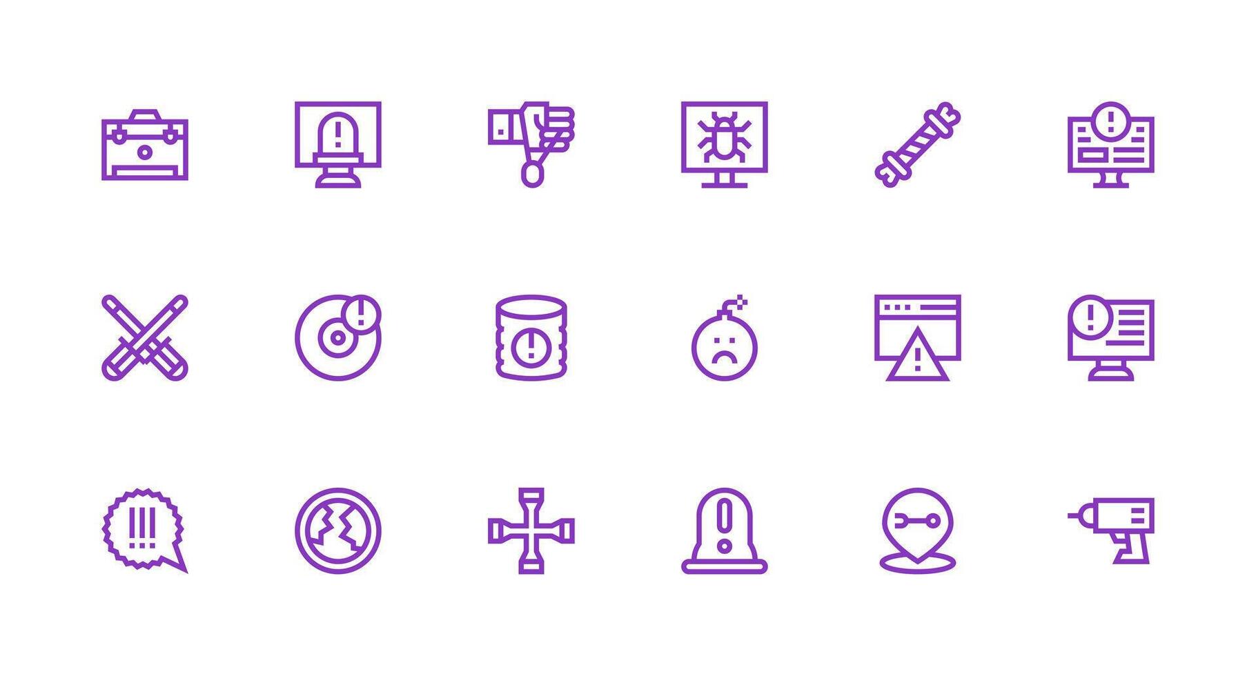 Fix Icon Collection with 18 Strong Stroke Line Designs Clean Icon Collection for Web Use vector