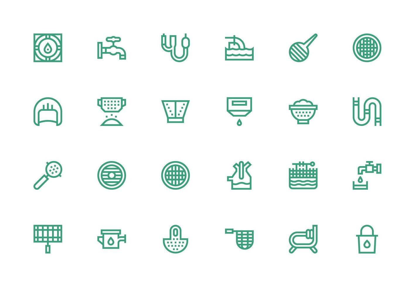 24 Thick Line Line Icons for Drain Graphics Clean Set for Layout Prototypes vector