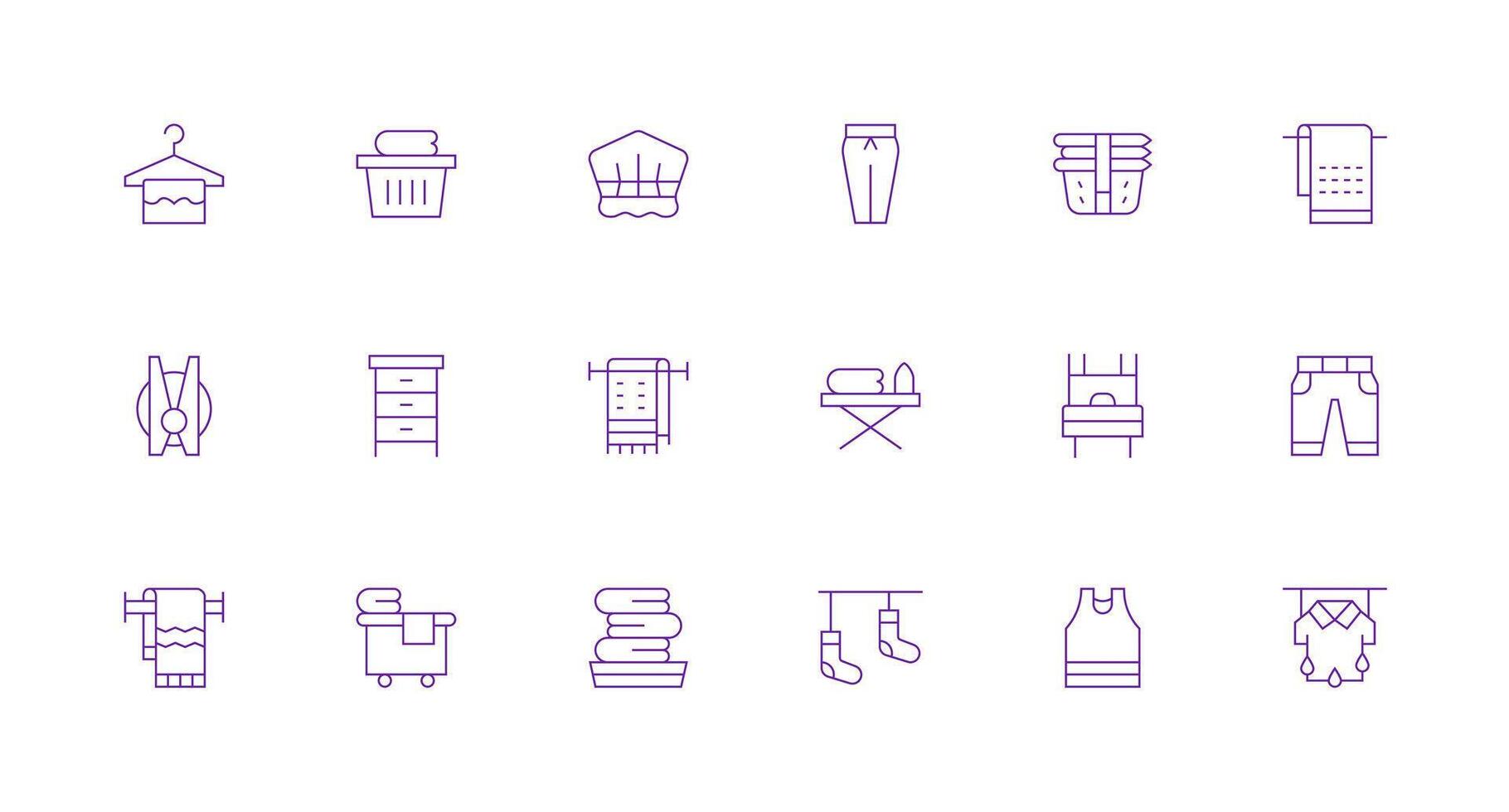 18 Icons for Linen in Minimal Line Format All-Purpose Icon Design Pack vector