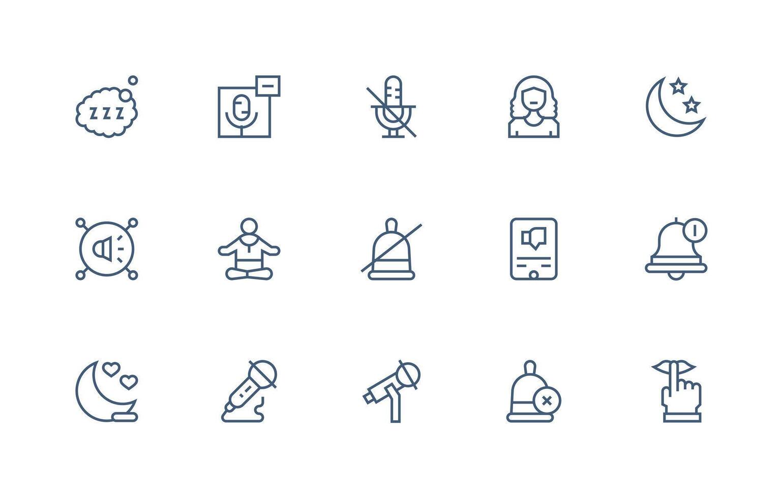 Regular Line Style Quiet Icons with 15 Vectors Interface Icon Collection for Daily Projects