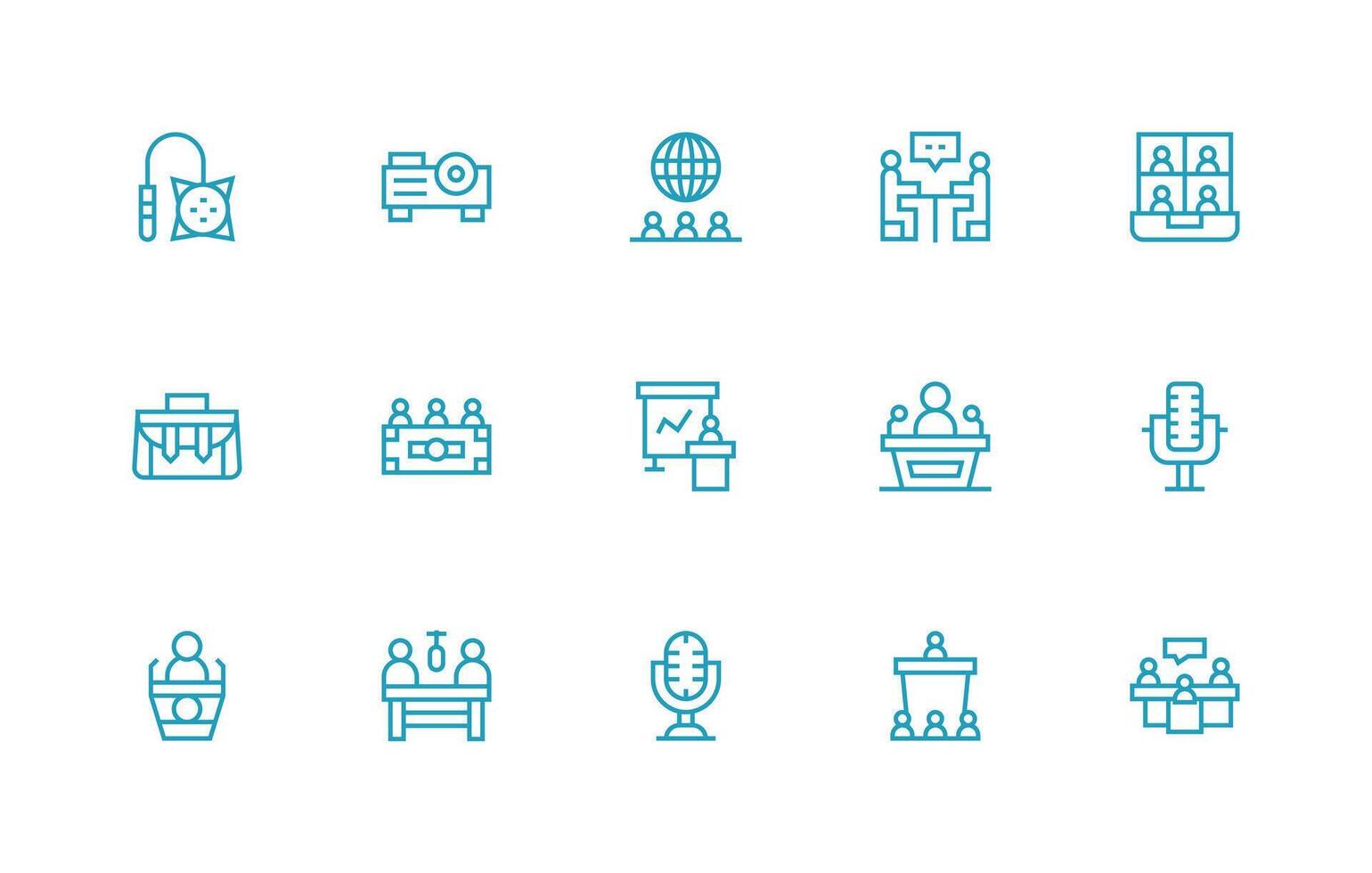 15 Regular Line Icons for Conference Graphics Fully Editable Icon Set for Web vector