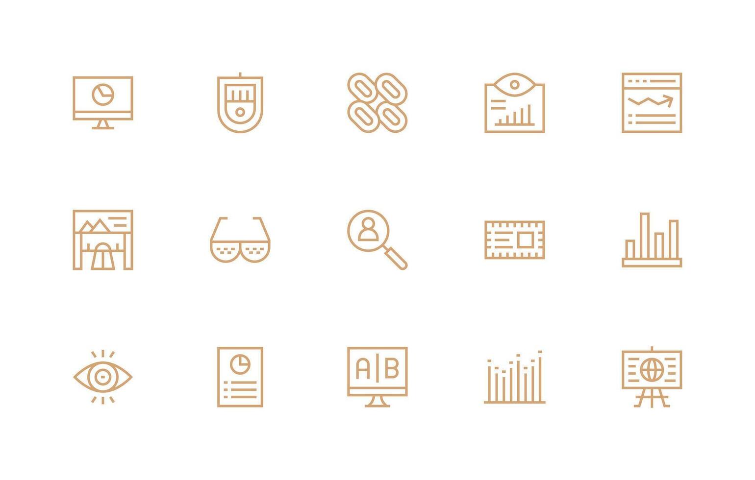 15 Regular Line Style Icons from Data Visualization Collection Lightweight Icon Series vector