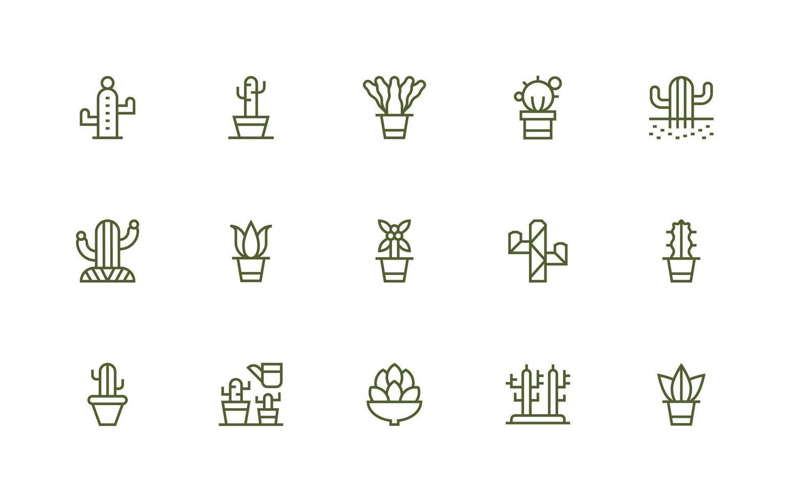 15 Regular Line Icons for Cactus Graphics Neutral Style Icons for Any Project vector