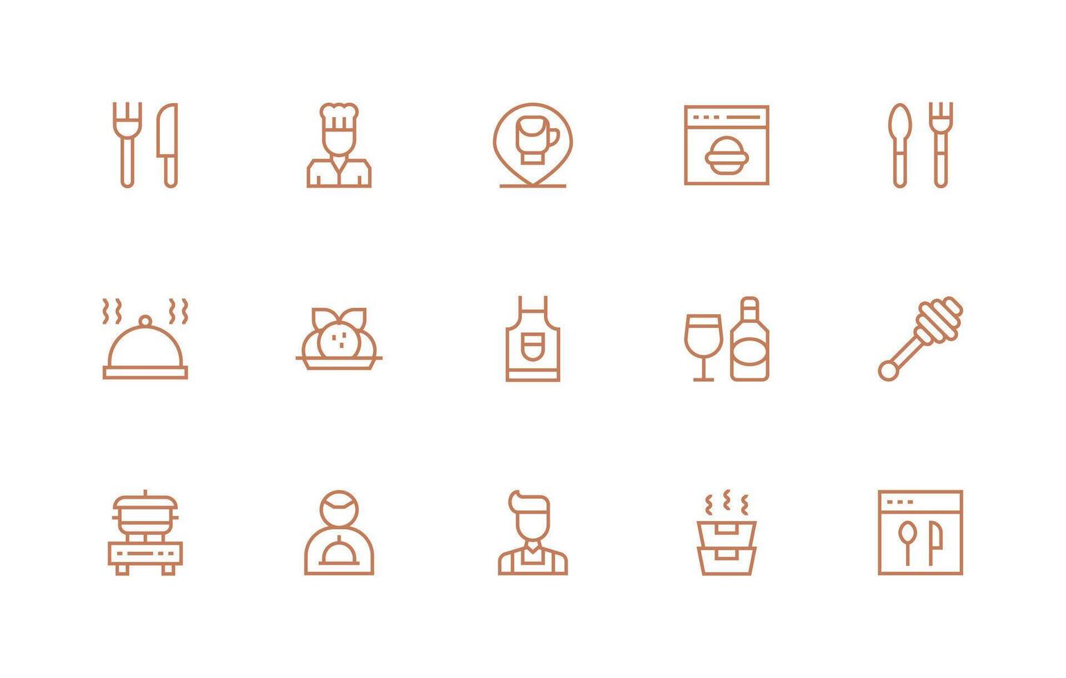 15 Regular Line Vectors for Food Service Theme Icons Built for Visual Consistency Pack