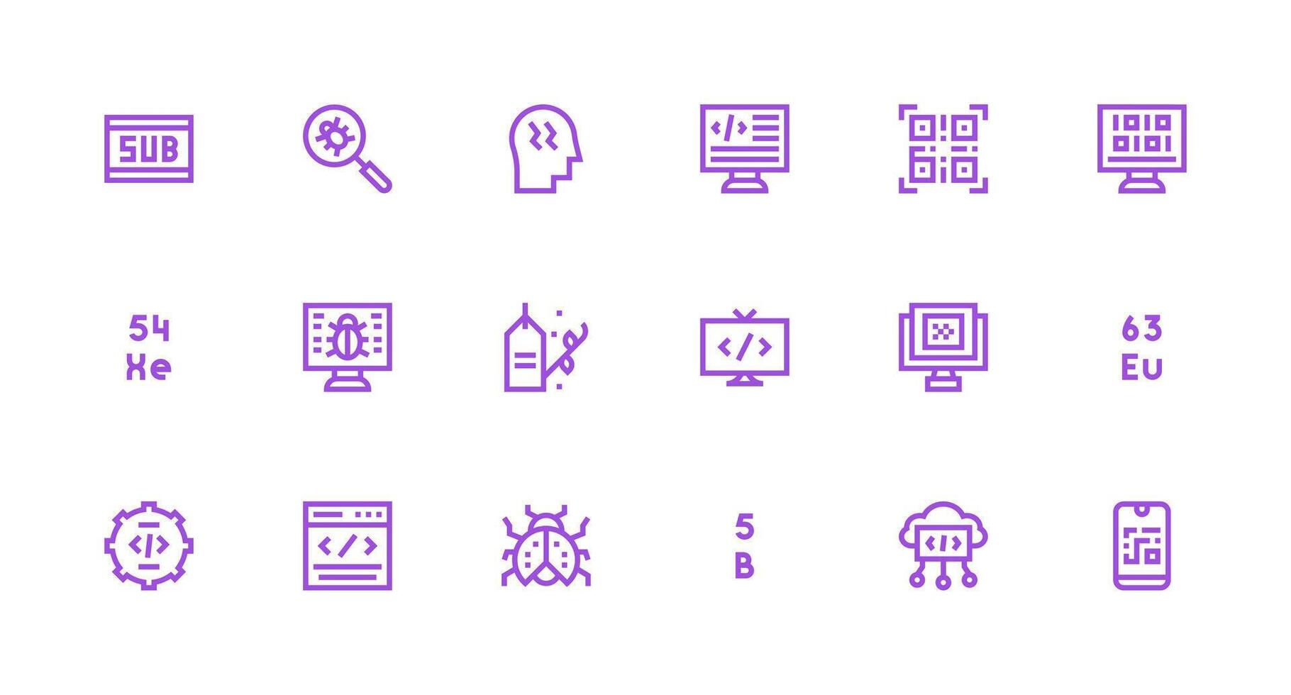 Strong Stroke Line Style Code Icons with 18 Vectors Design Icon Pack