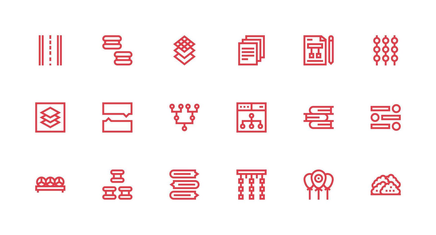 18 Strong Stroke Line Style Icons from Grouping Collection Interface Icons for Daily Use vector