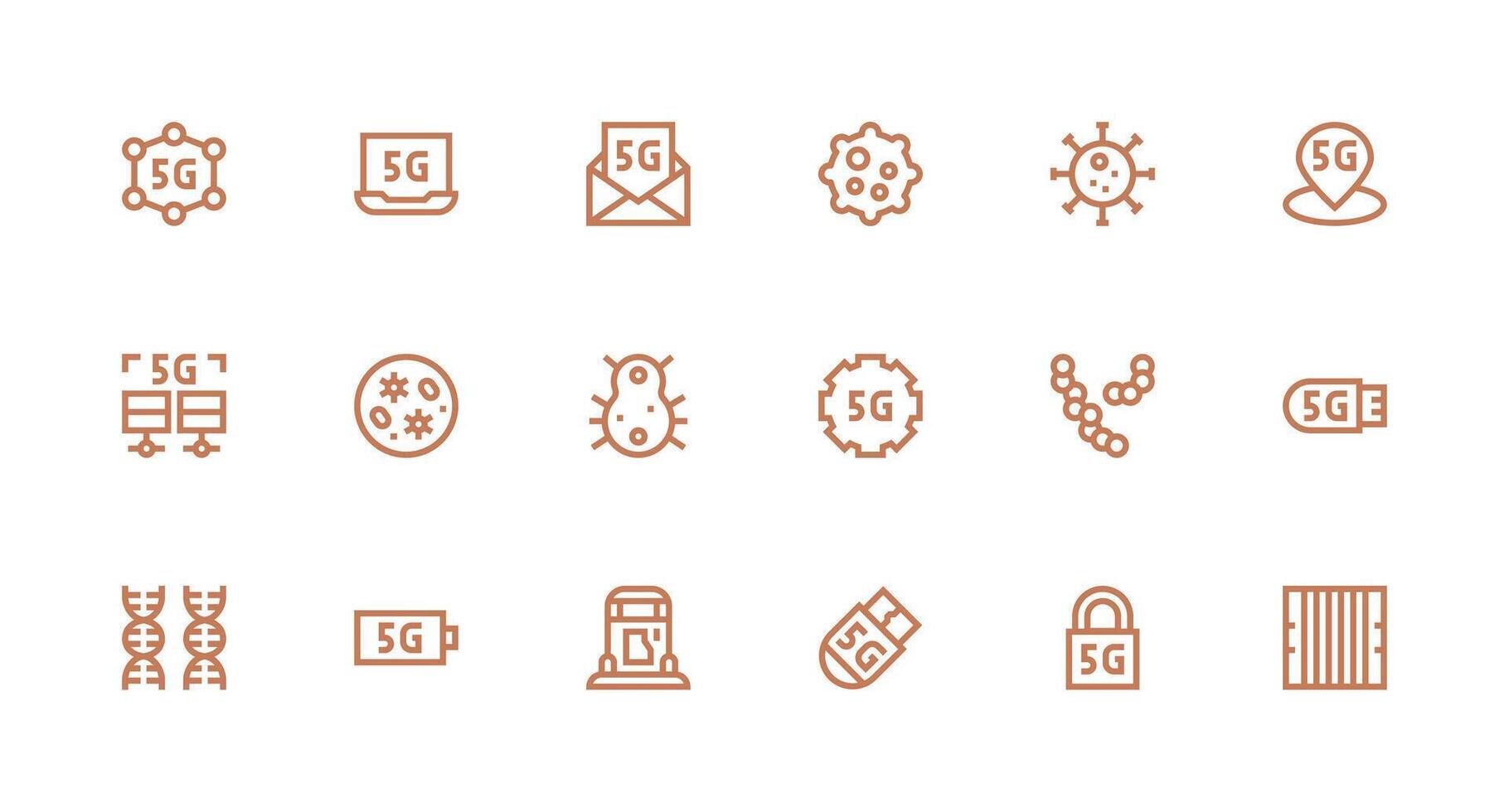 Cellular Design Icons featuring 18 in Strong Stroke Line Style Multi-Purpose Icon Set vector