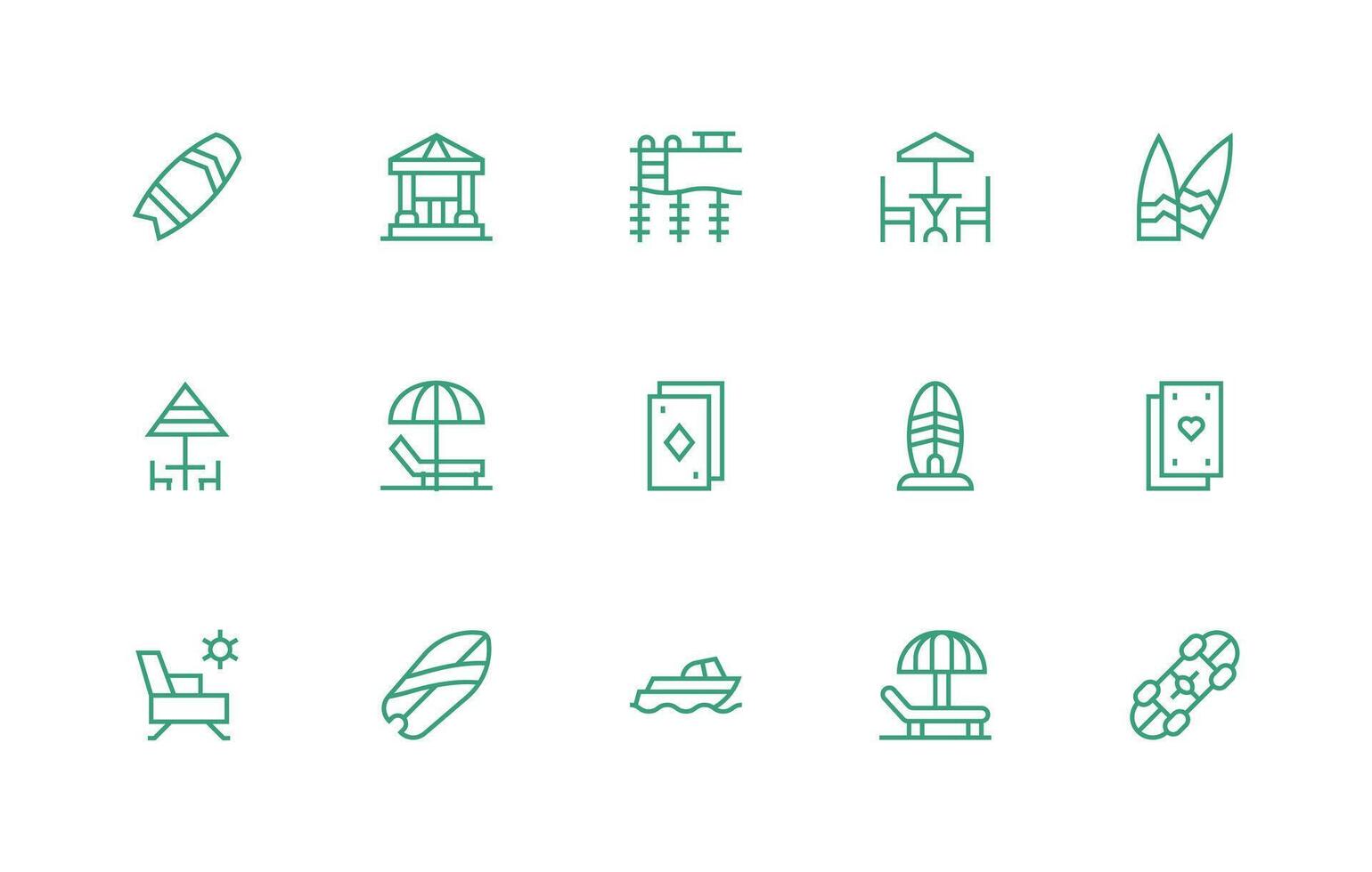 Deck Set with 15 Regular Line Icons Multi-Style Icons for Creative Projects vector