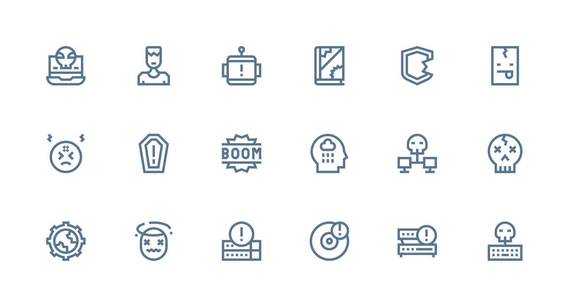 18 Strong Stroke Line Icons for System Failure Graphics Quick Access Icons for UI Development vector