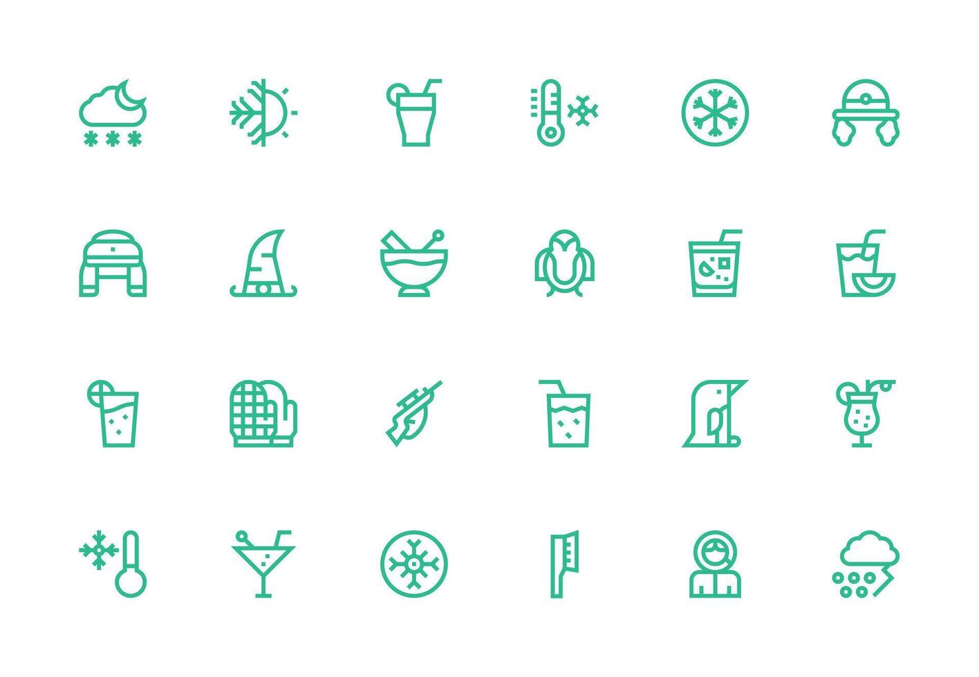 24 Icons for Ice in Thick Line Line Format Flexible Icon System for Web Interfaces vector
