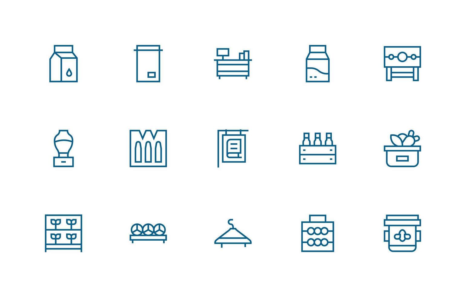 Shelf Set with 15 Regular Line Icons Customizable Icon Series for Mobile Screens vector