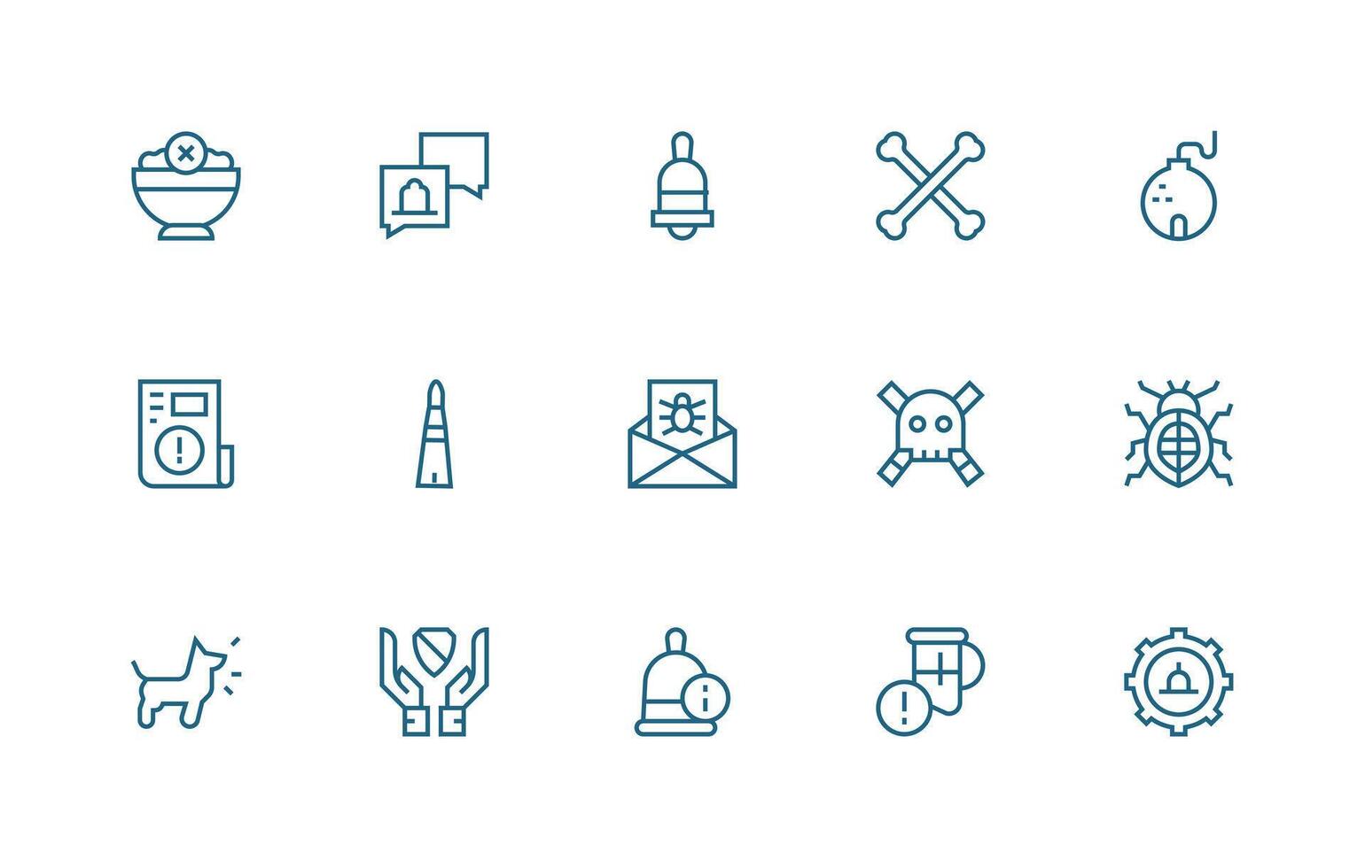 Warning Icon Collection with 15 Regular Line Designs Optimized Icon Pack for Digital Products vector