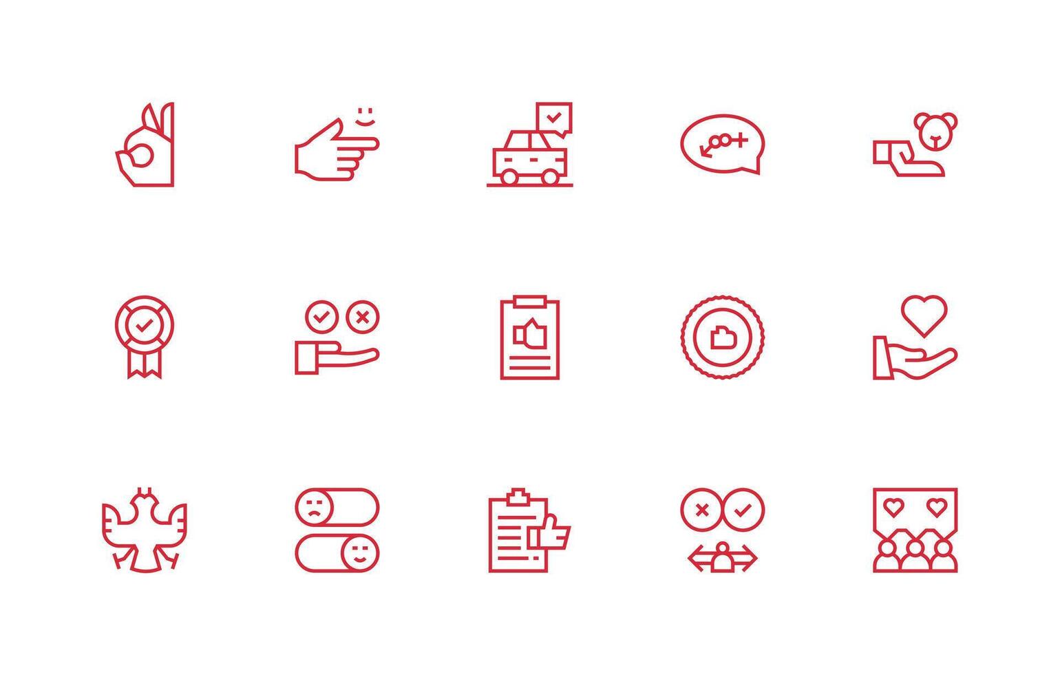 15 Regular Line Designs for Acceptance Icons Icon Set for Web vector